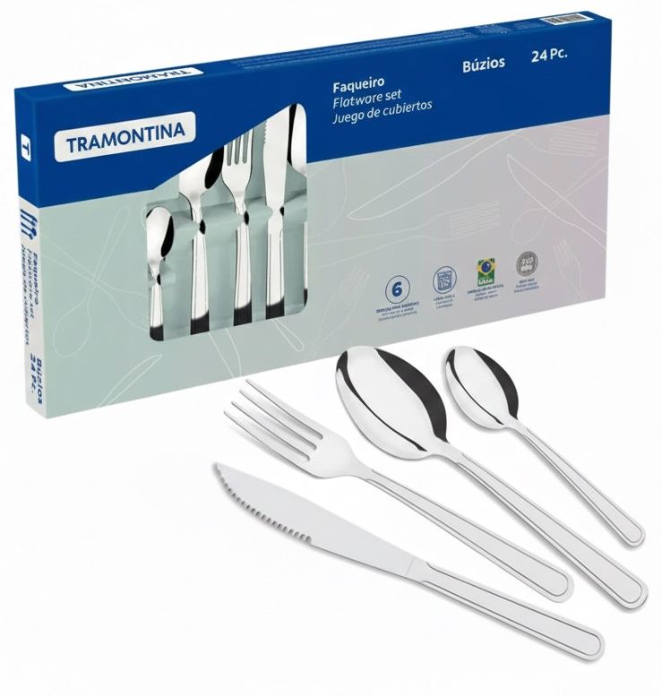 Juego de Cubiertos Tramontina 24 Piezas 100% Acero Inoxidable