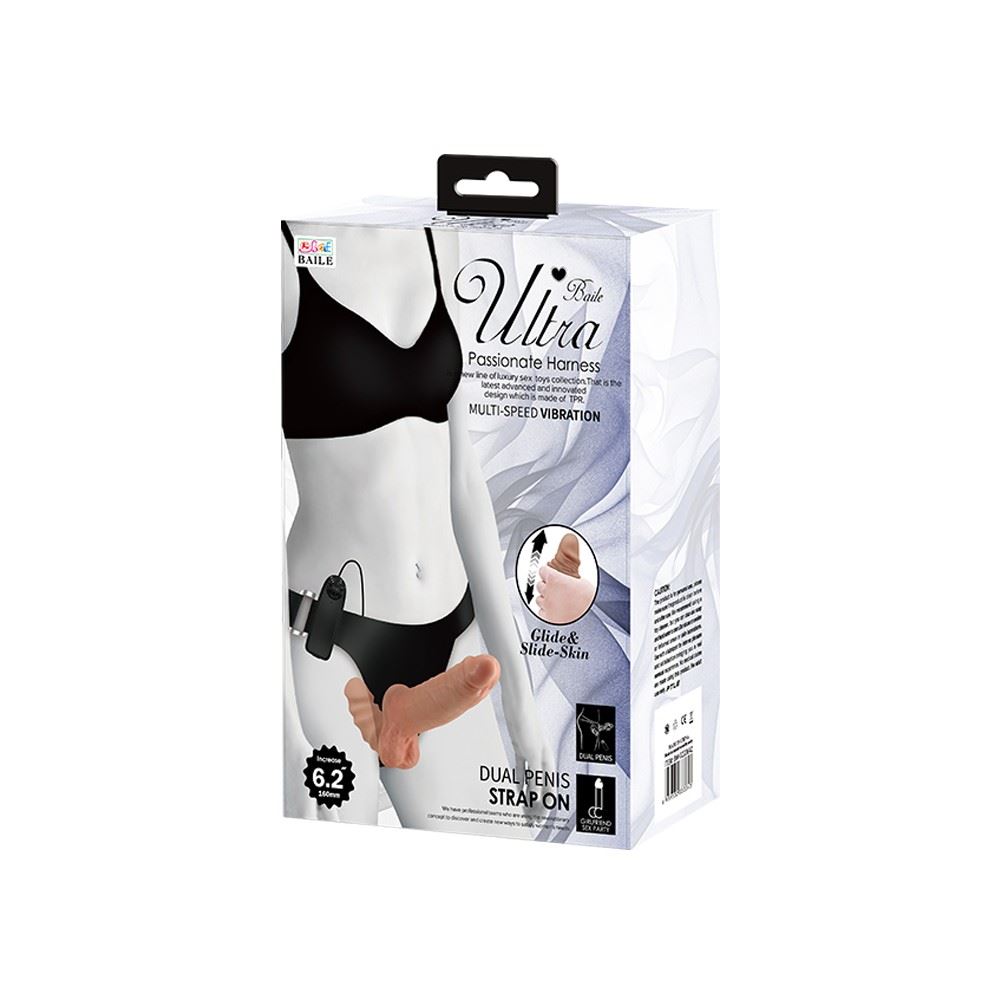 Dildo Doble Realista Vibrador con Arnés 16 cm x Ø 4cm BDSM Strap On