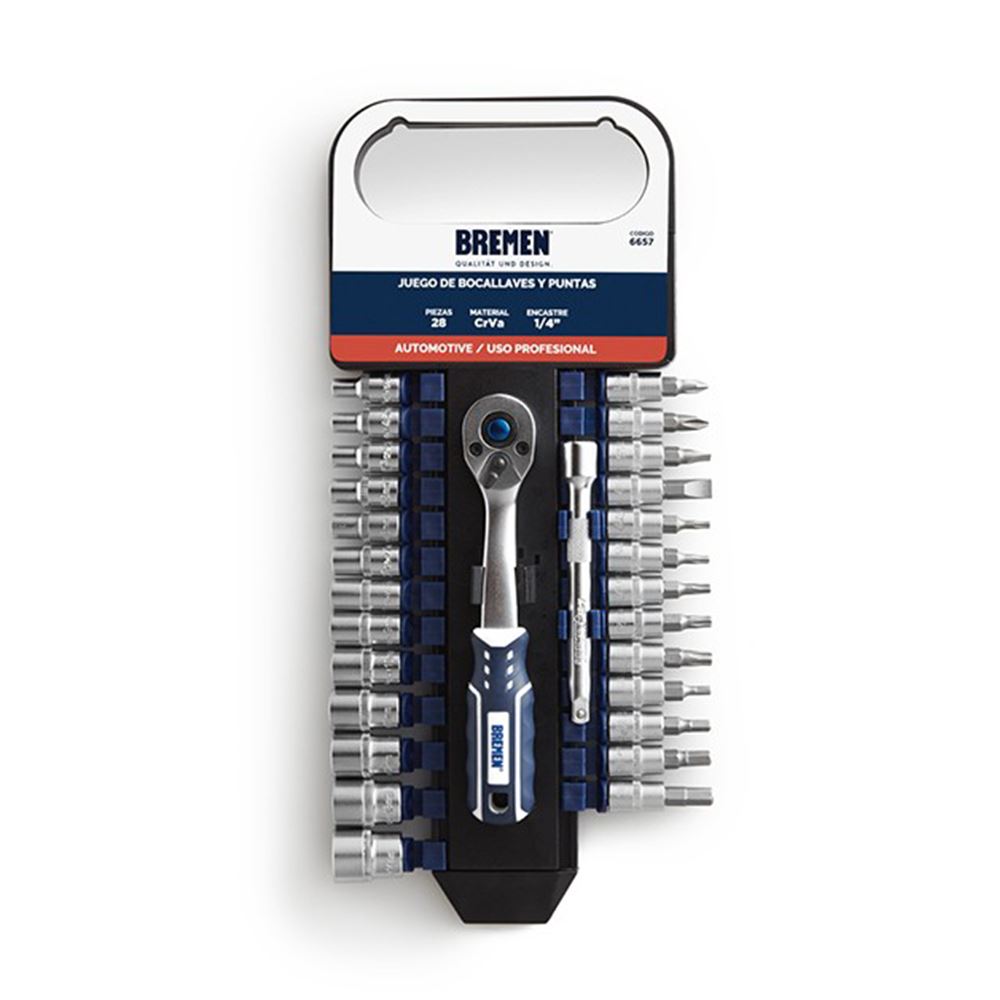 Set de Dados y Puntas 1/4" x 28 Piezas Bremen 6657