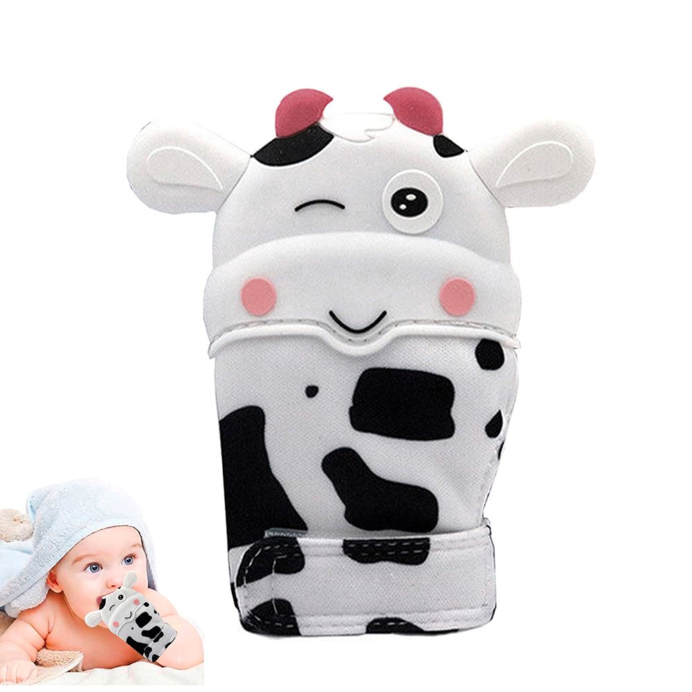 Guante mordedor vaquita blanco para bebe