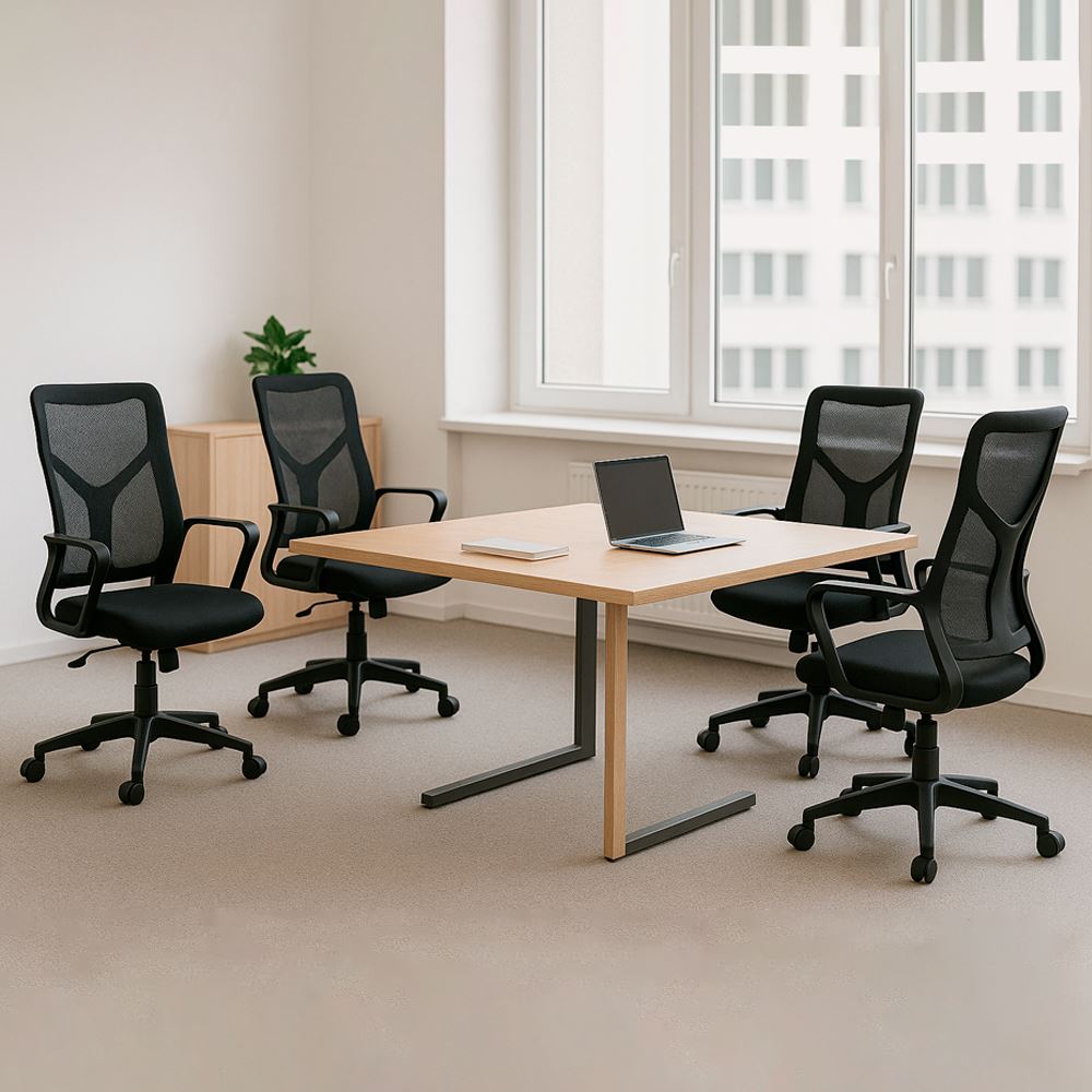 Juego de 4 Sillas Ergonómicas de Oficina Ejecutivas Komsum Lyon Negro