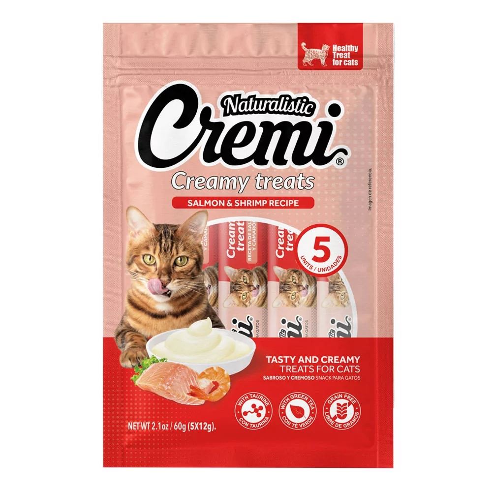 Snack para Gatos Naturalistic Cremi Salmón y Camarones 60gr