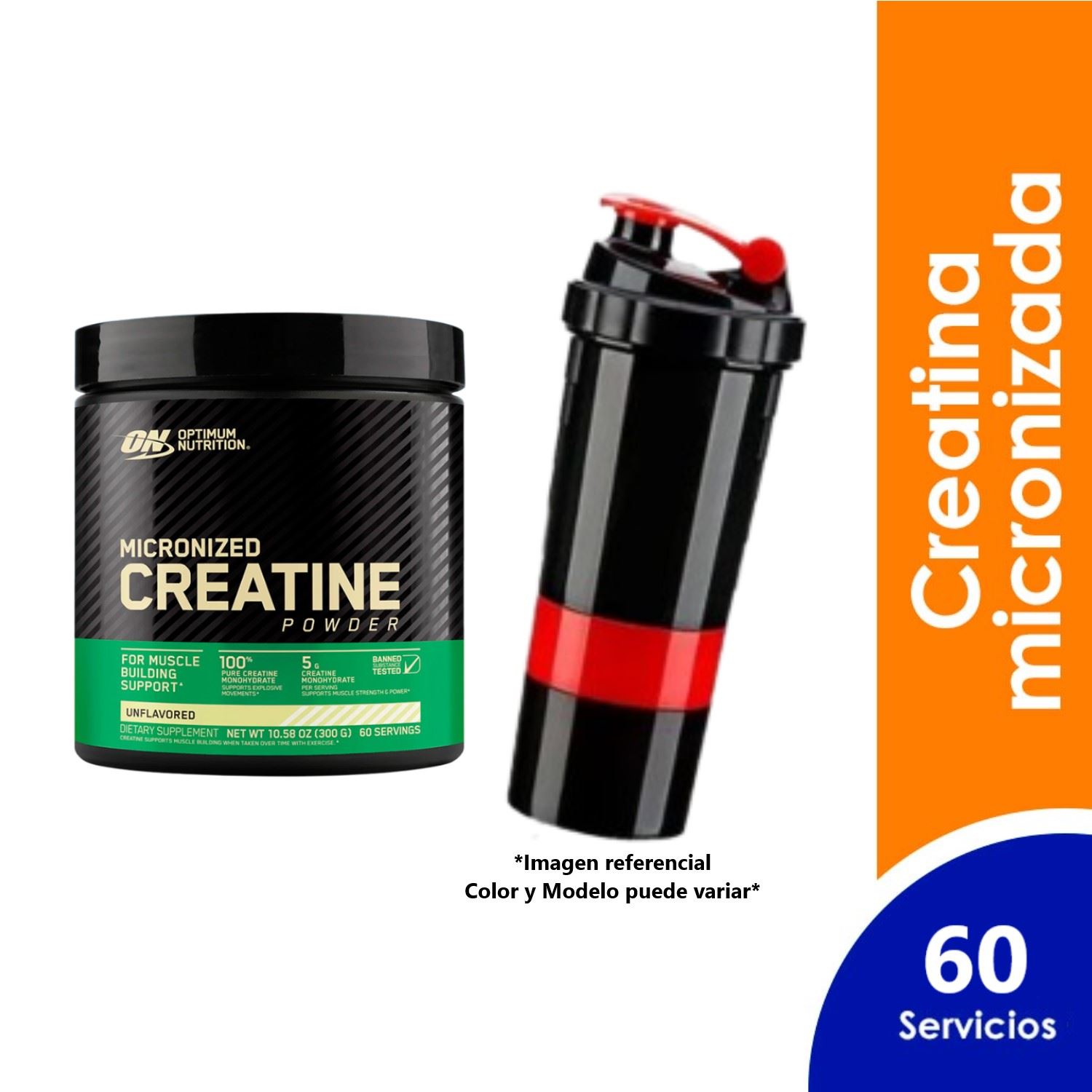 Creatina 300 gr Optimum Nutrition + Shaker Aleatorio