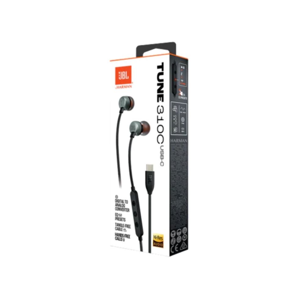 Audífono JBL Tune 310c Usb-c In Ear Negro Con Micrófono