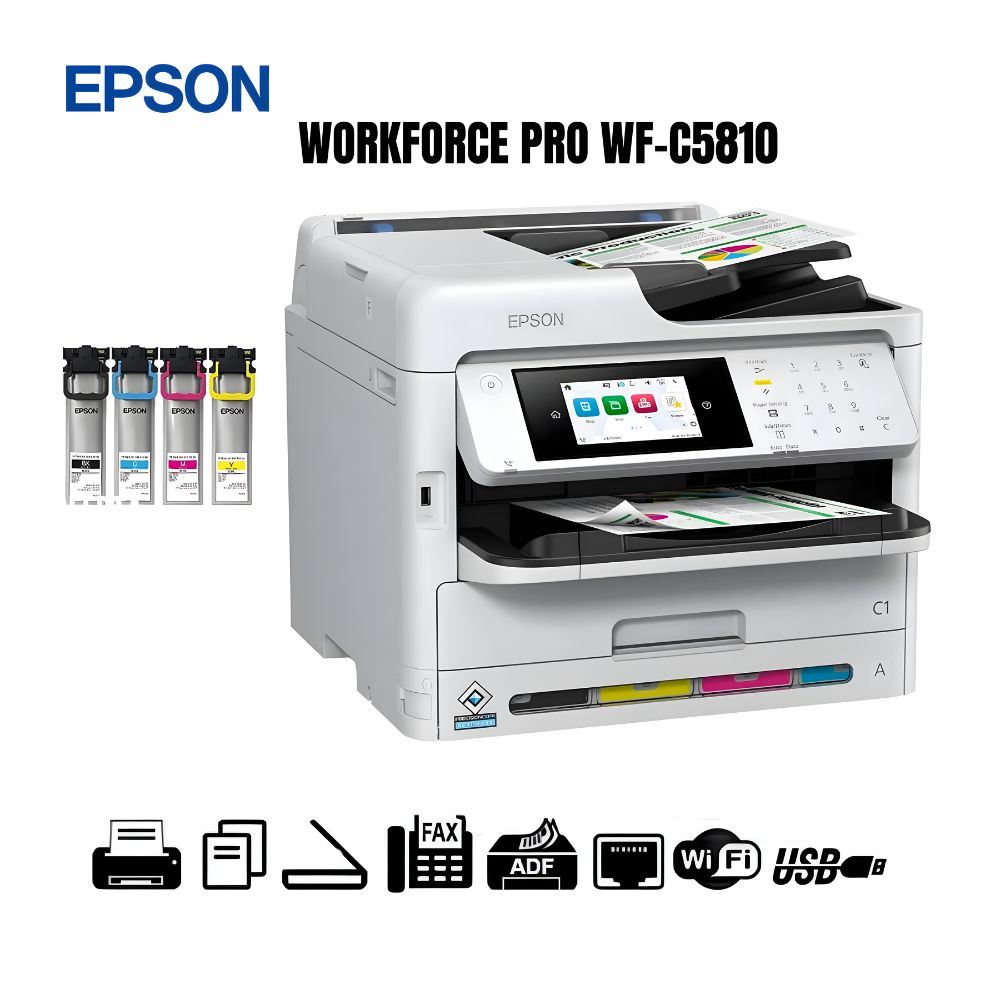 IMPRESORA MULTIFUNCIONAL EPSON WORKFORCE PRO WF C5810 FAX/ LAN/ WIFI/ C11CK24301