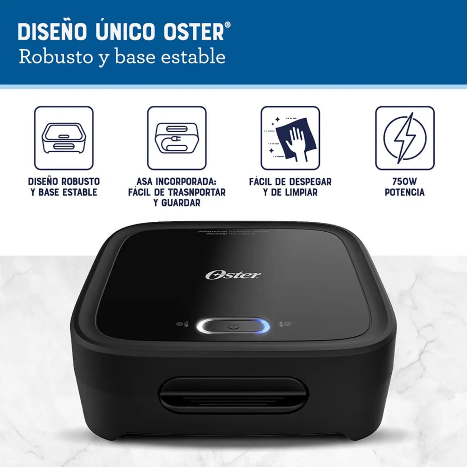 Sandwichera Compacta Oster® CKSTSM400 con Platos Hondos – Negro