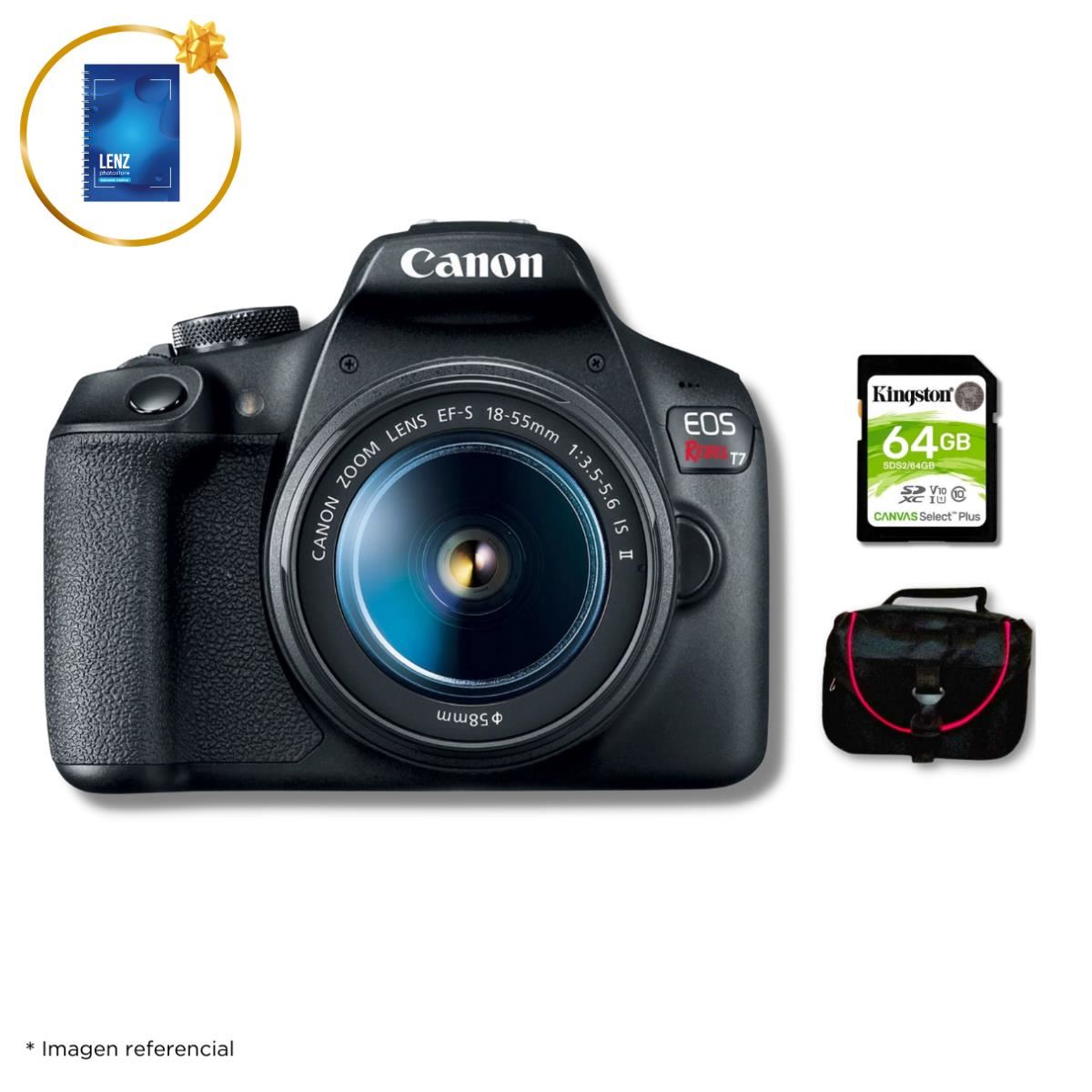 Cámara Canon EOS T7 + Lente 18-55mm + Kit Básico