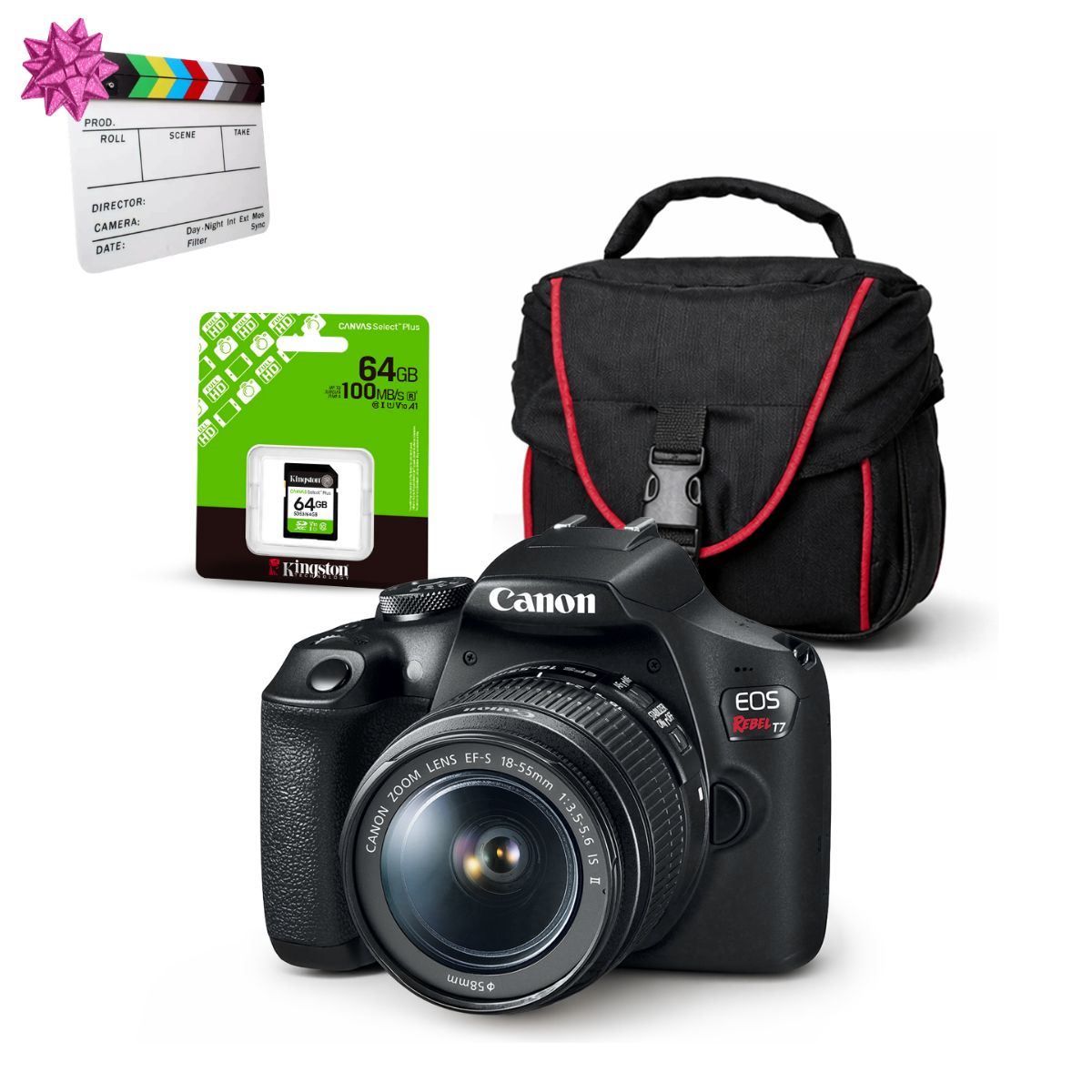 Cámara Canon EOS T7 + Lente 18-55mm + Kit Básico