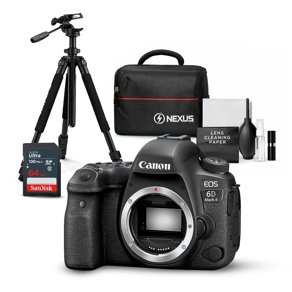 Cámara Canon EOS 6D Mark (Cuerpo Solo) II + Kit Ultimate de accesorios