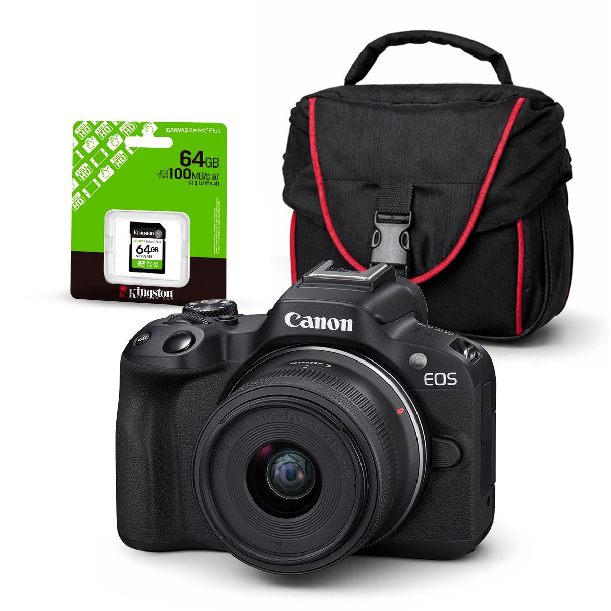 Cámara Mirrorless EOS R50 + Lente RF S 18-45mm + Kit Básico