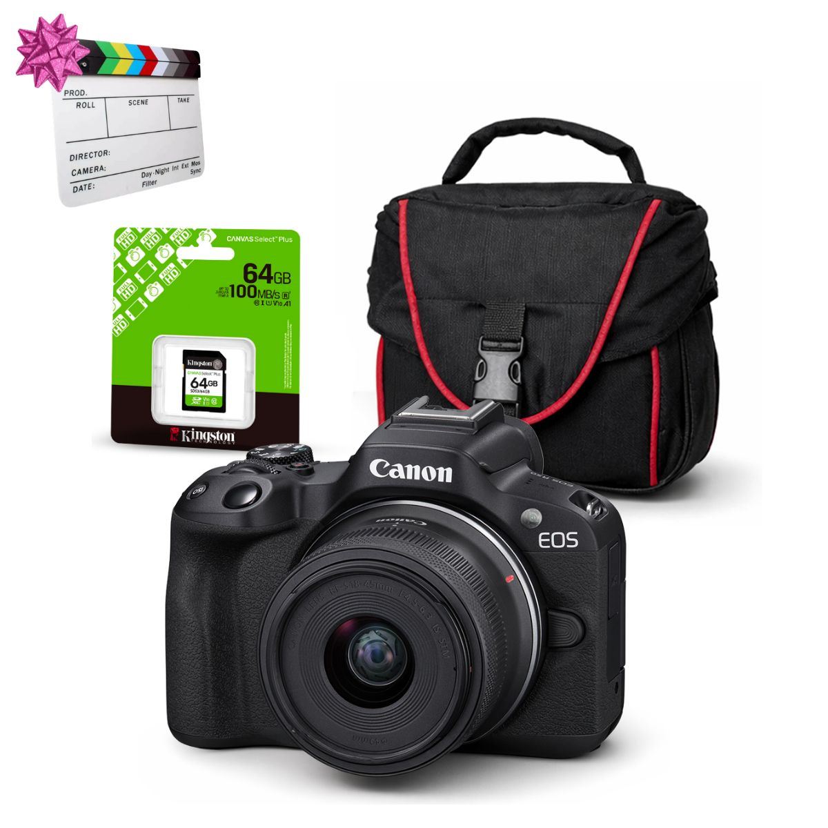 Cámara Mirrorless EOS R50 + Lente RF S 18-45mm + Kit Básico