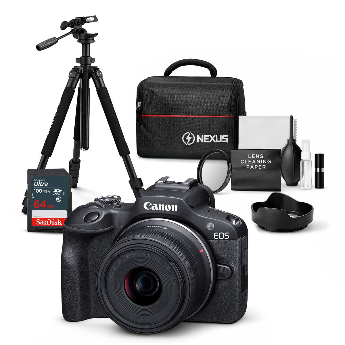 Cámara Mirrorless EOS R100 + Lente RF S 18-45mm f/4.5-6.3 IS STM +  Kit Ultimate