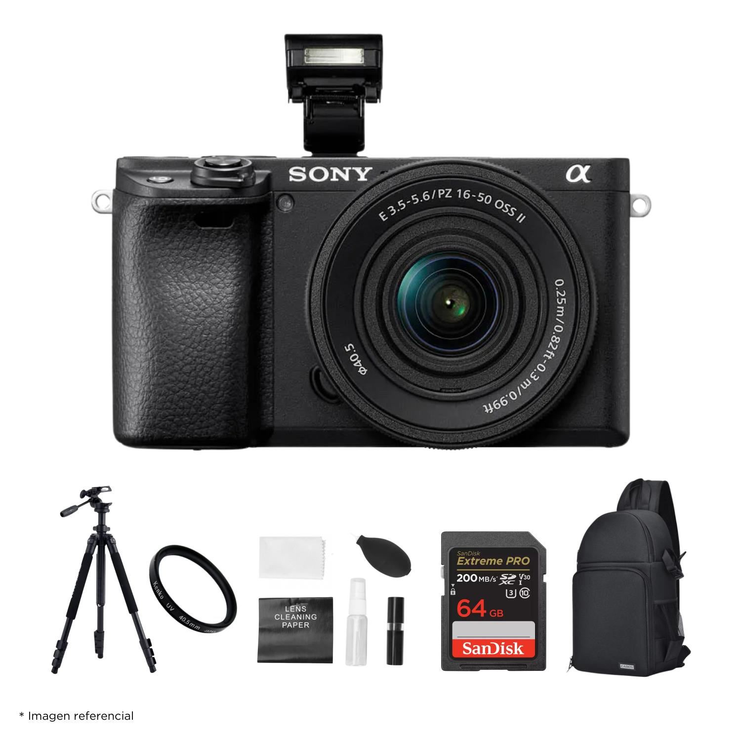 Cámara Sony Alpha a6400 Mirrorless + Lente 16-50mm II + Kit Ultimate de Accesorios