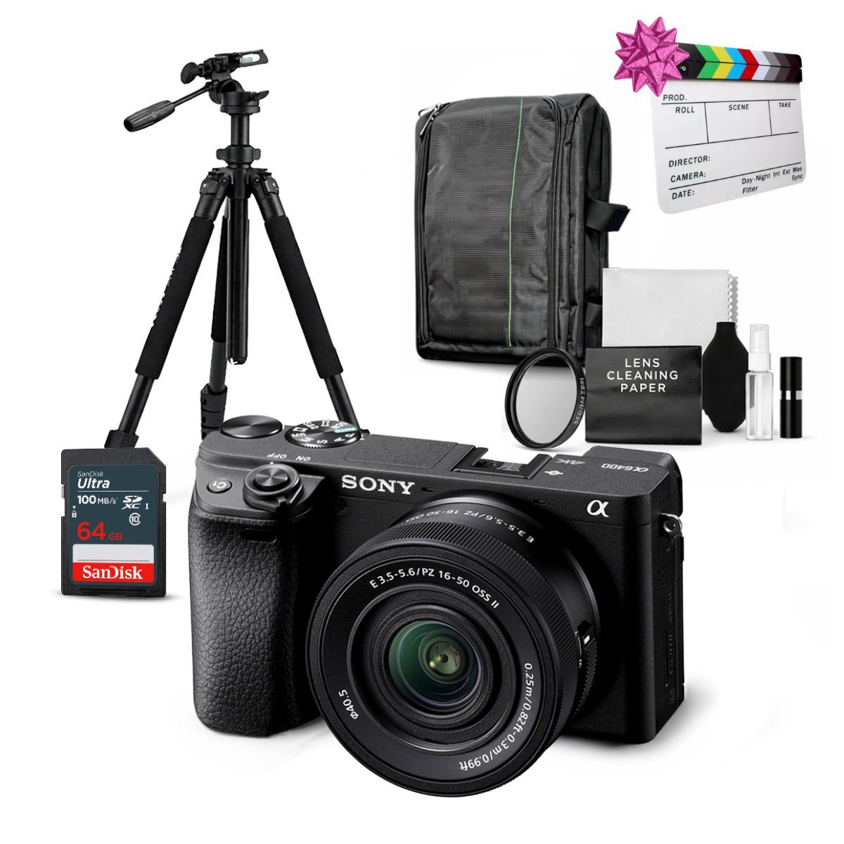 Cámara Sony Alpha a6400 Mirrorless + Lente 16-50mm II + Kit Ultimate de Accesorios