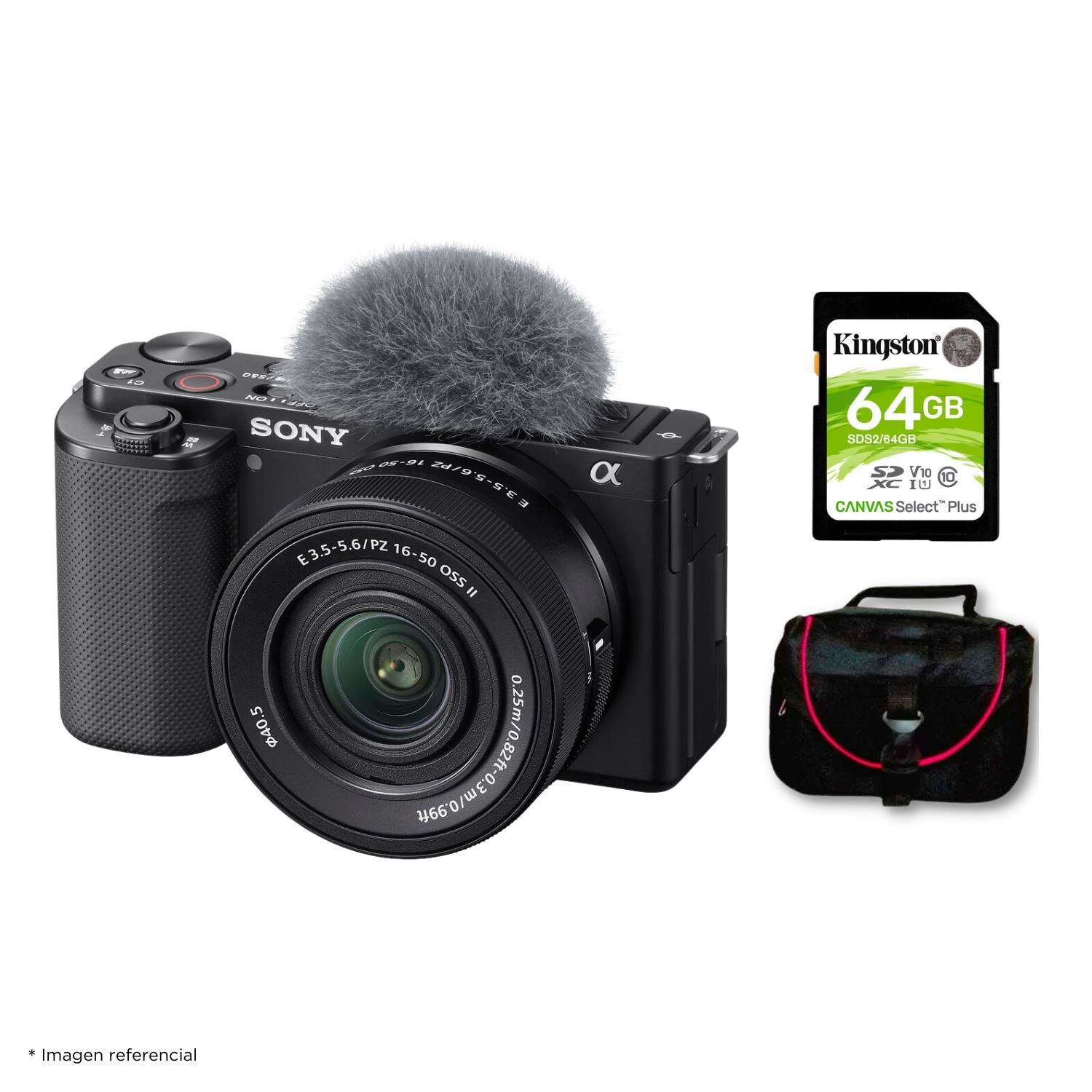 Cámara Sony ZV-E10 Mirrorless + Lente 16-50mm f35-56 II + Kit Básico de Accesorios