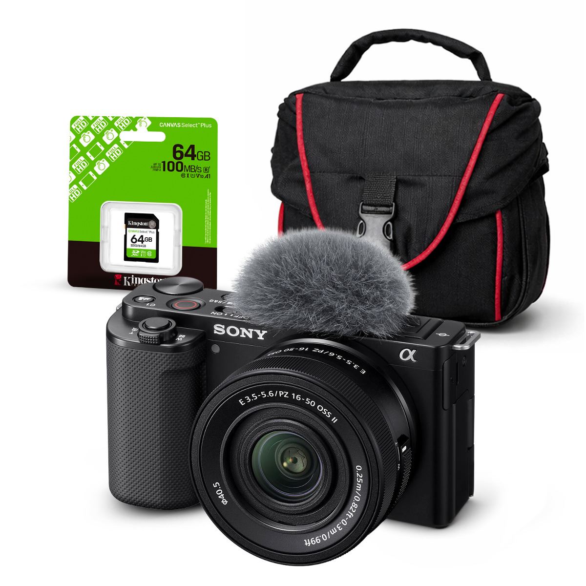 Cámara Sony ZV-E10 Mirrorless + Lente 16-50mm f35-56 II + Kit Básico de Accesorios