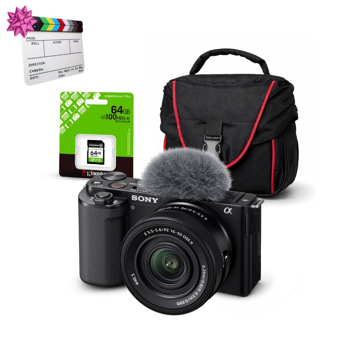 Cámara Sony ZV-E10 Mirrorless + Lente 16-50mm f35-56 II + Kit Básico de Accesorios