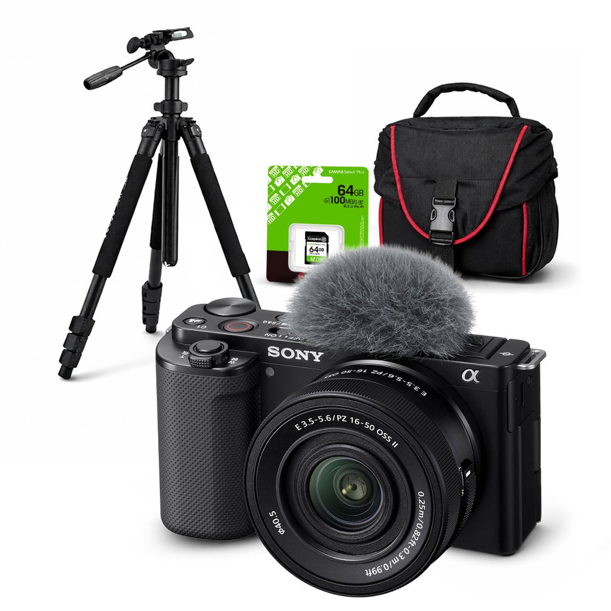 Cámara Sony ZV-E10 Mirrorless + Lente 16-50mm f35-56 II + Kit Deluxe de Accesorios