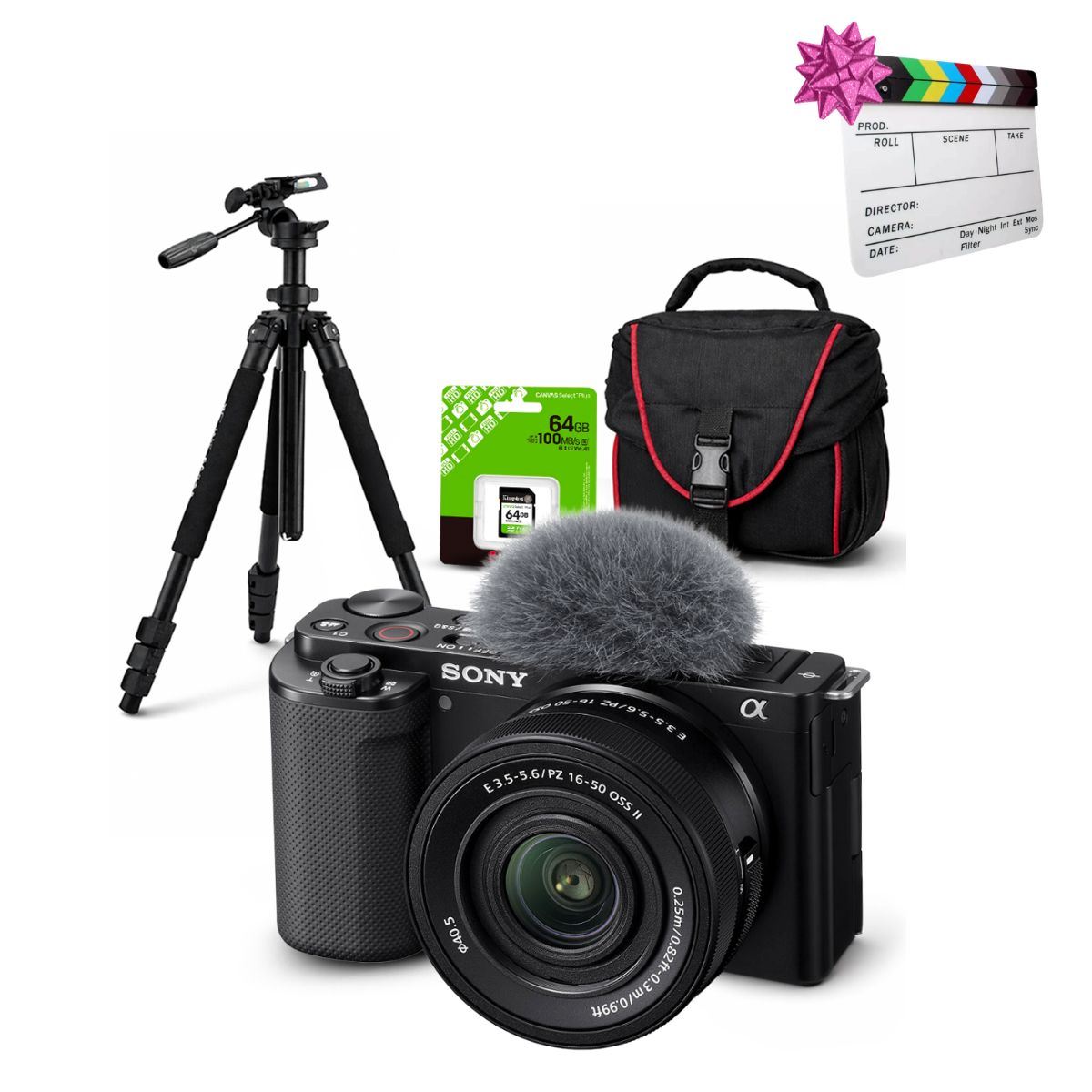 Cámara Sony ZV-E10 Mirrorless + Lente 16-50mm f35-56 II + Kit Deluxe de Accesorios