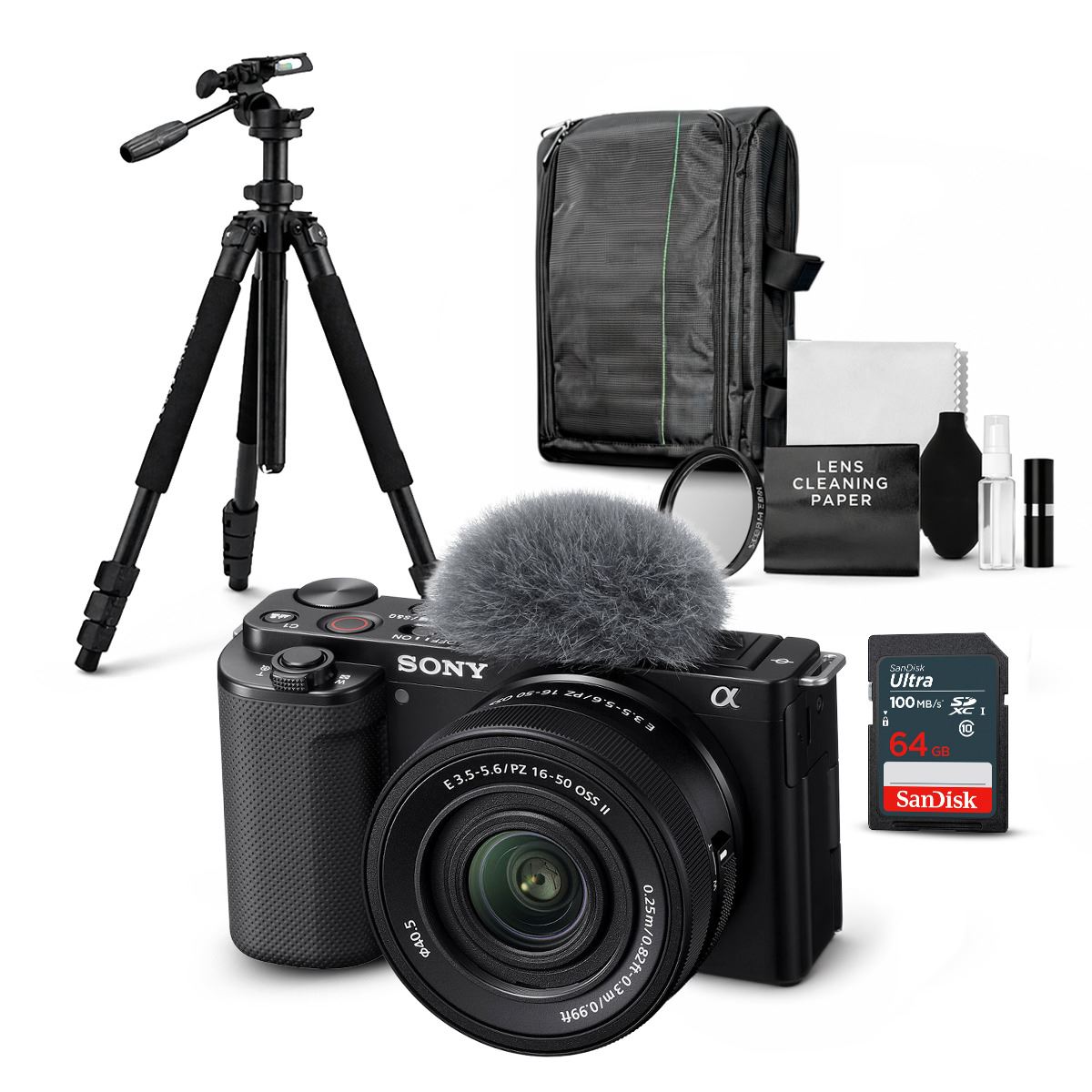 Cámara Sony ZV-E10 Mirrorless + Lente 16-50mm f35-56 II + Kit Ultimate de Accesorios