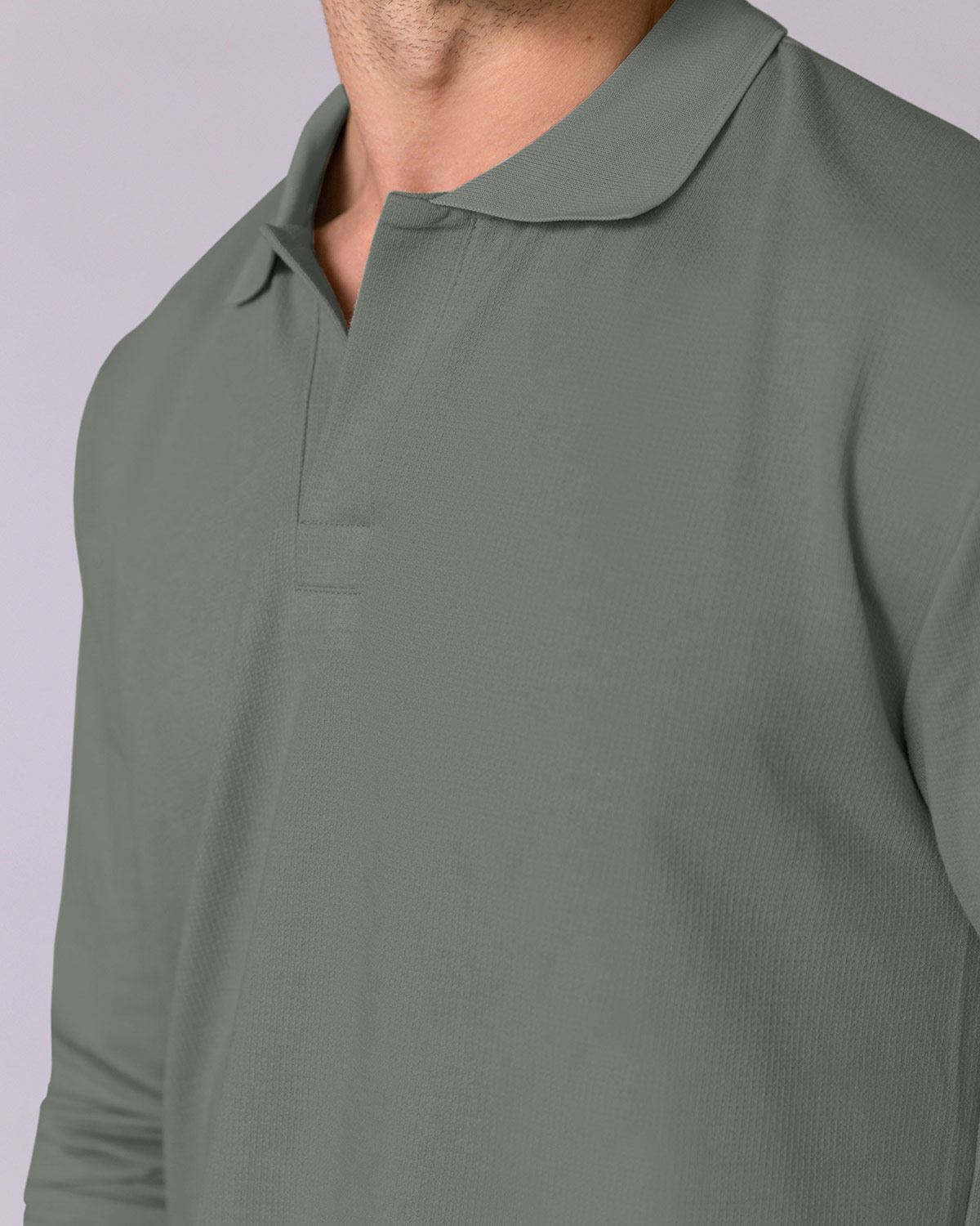 Camiseta manga larga tipo polo para hombre