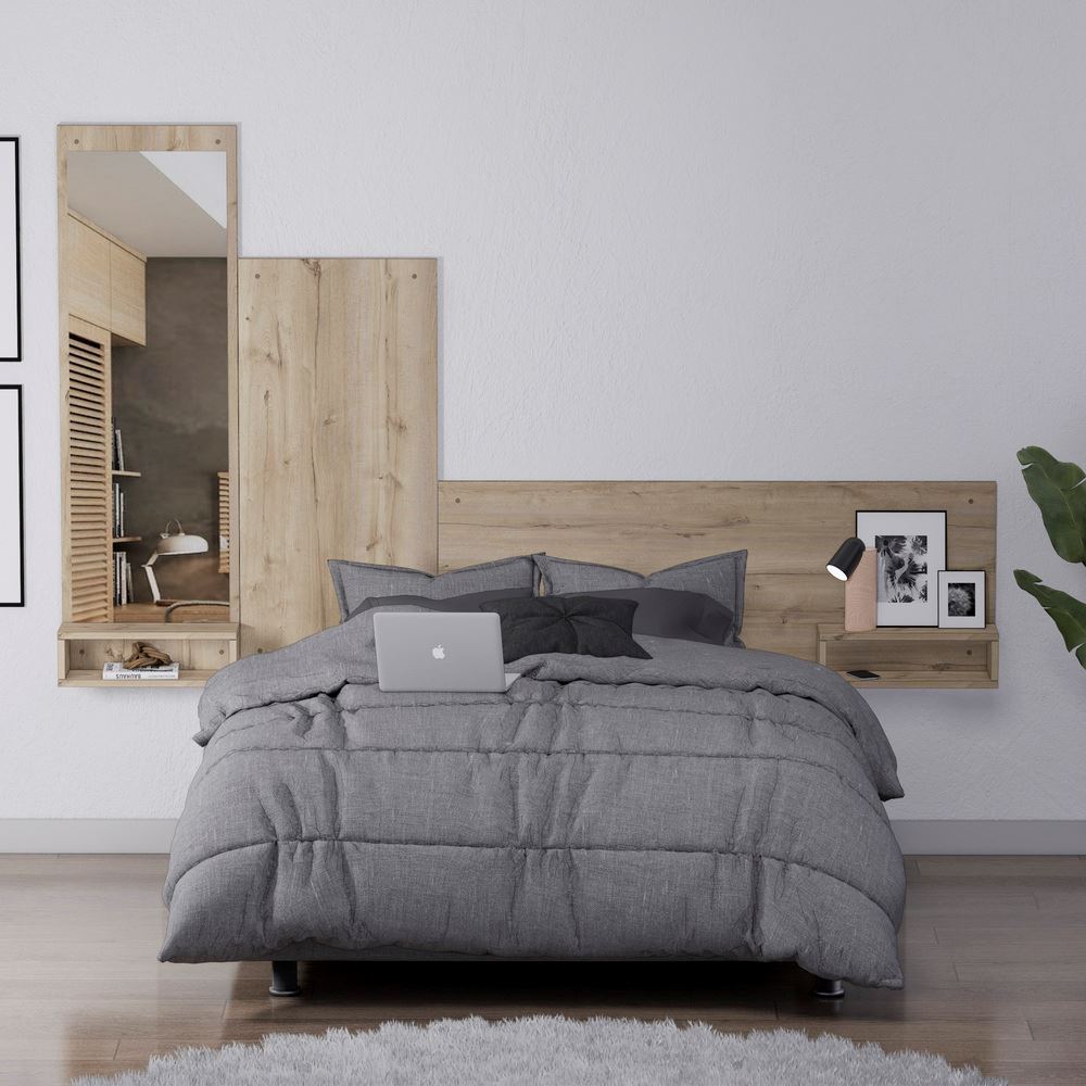 Cabecera Flotante 2 Plazas Olivo con Espejo Duna Movenda