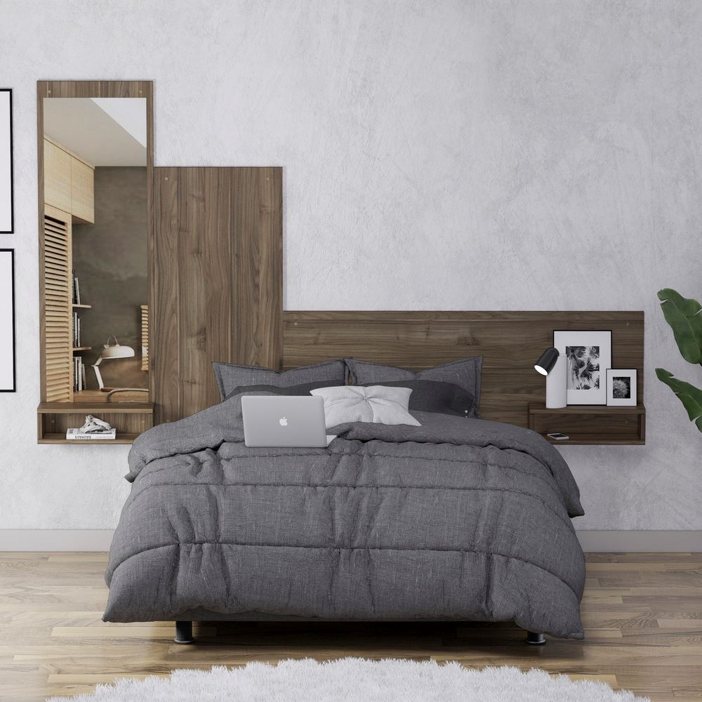 Cabecera Flotante 2 Plazas Olivo con Espejo Gales Movenda