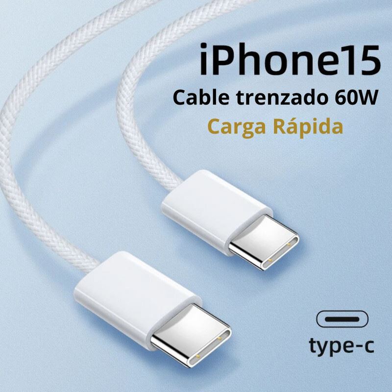 Cable Iphone 15 60W Tipo C-C 1m