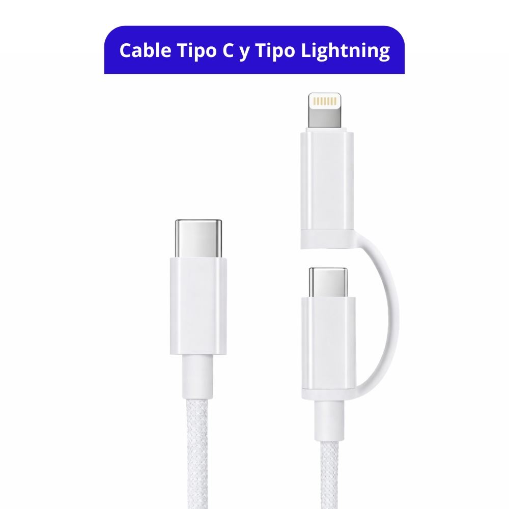 Cable dual trenzado Tipo C y Lightning