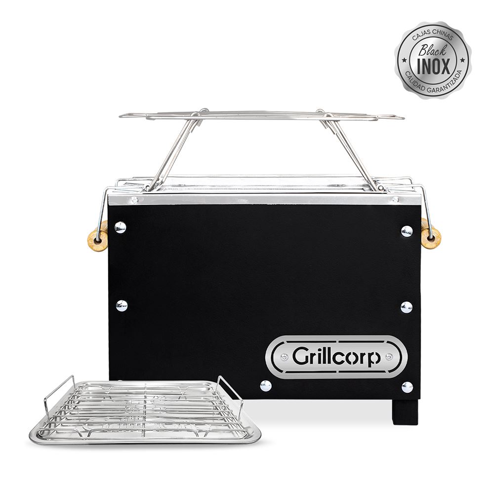 Caja China Mini Black Inoxidable con Parrilla de varillas niqueladas | Grillcorp