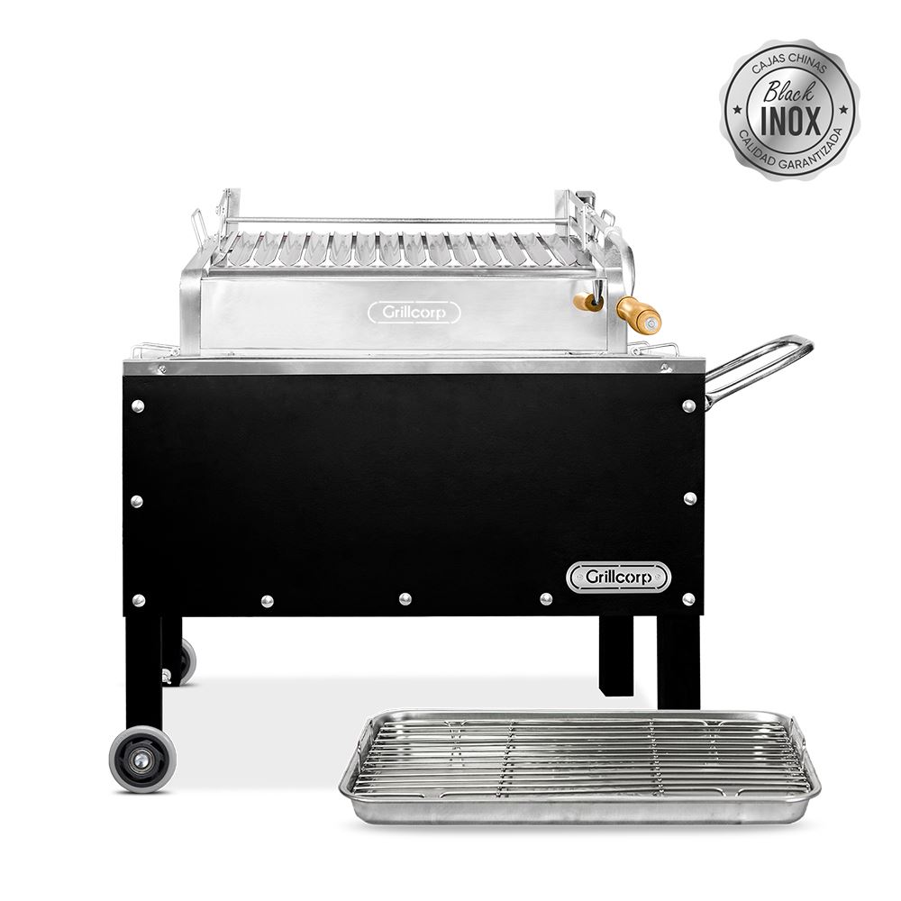 Caja China Mediana Black Inoxidable con Parrilla de Levante Mixta | Grillcorp