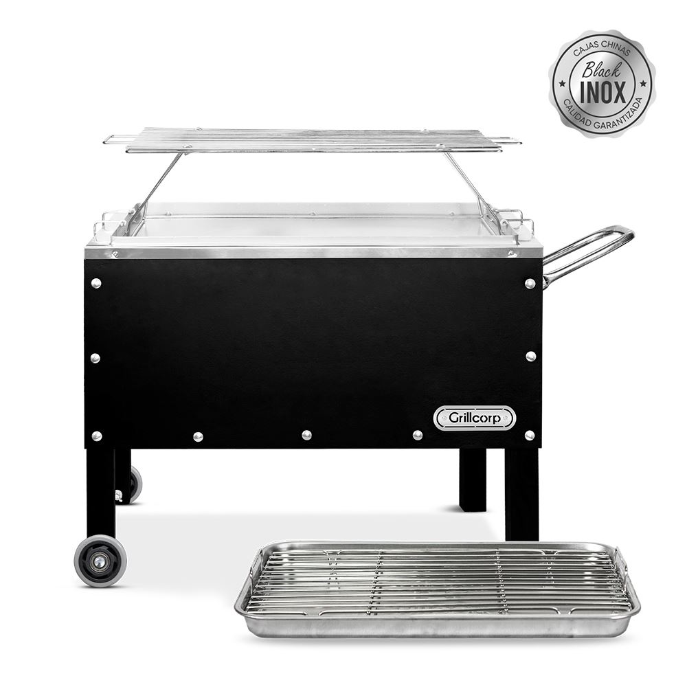 Caja China Mediana Black Inoxidable con Parrilla de Varillas Inoxidables | Grillcorp
