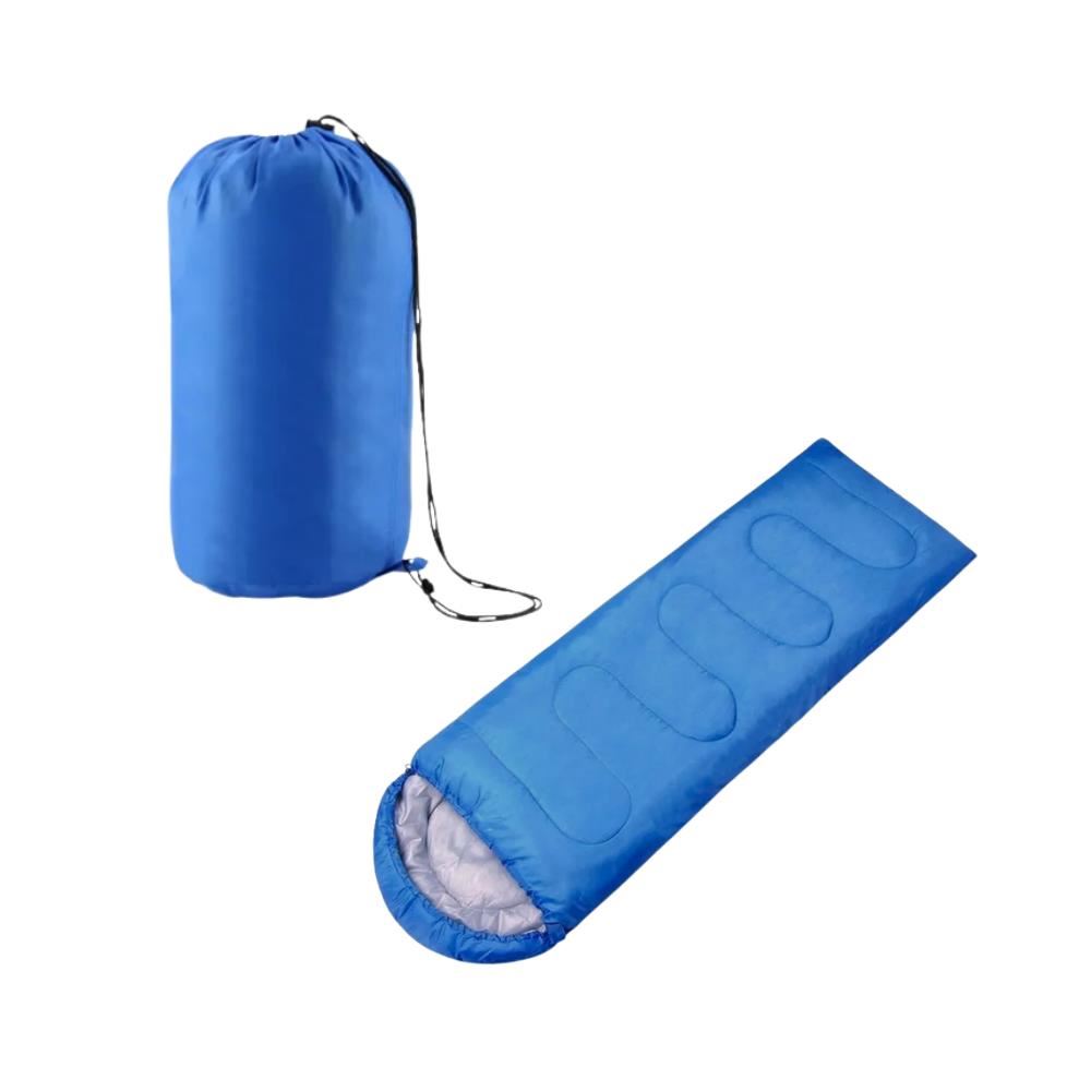 Bolsa de Dormir Delgado 200 x 70 cm con Capucha y Cremallera Lateral Ligero Azulino