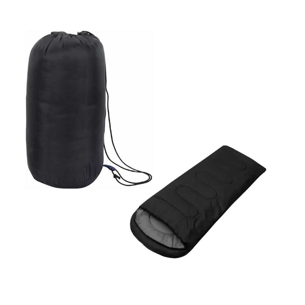 Bolsa de Dormir Delgado 200 x 70 cm con Capucha y Cremallera Lateral Ligero Negro