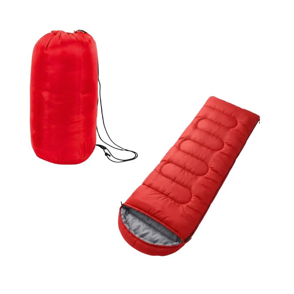Bolsa de Dormir Delgado 200 x 70 cm con Capucha y Cremallera Lateral Ligero Rojo