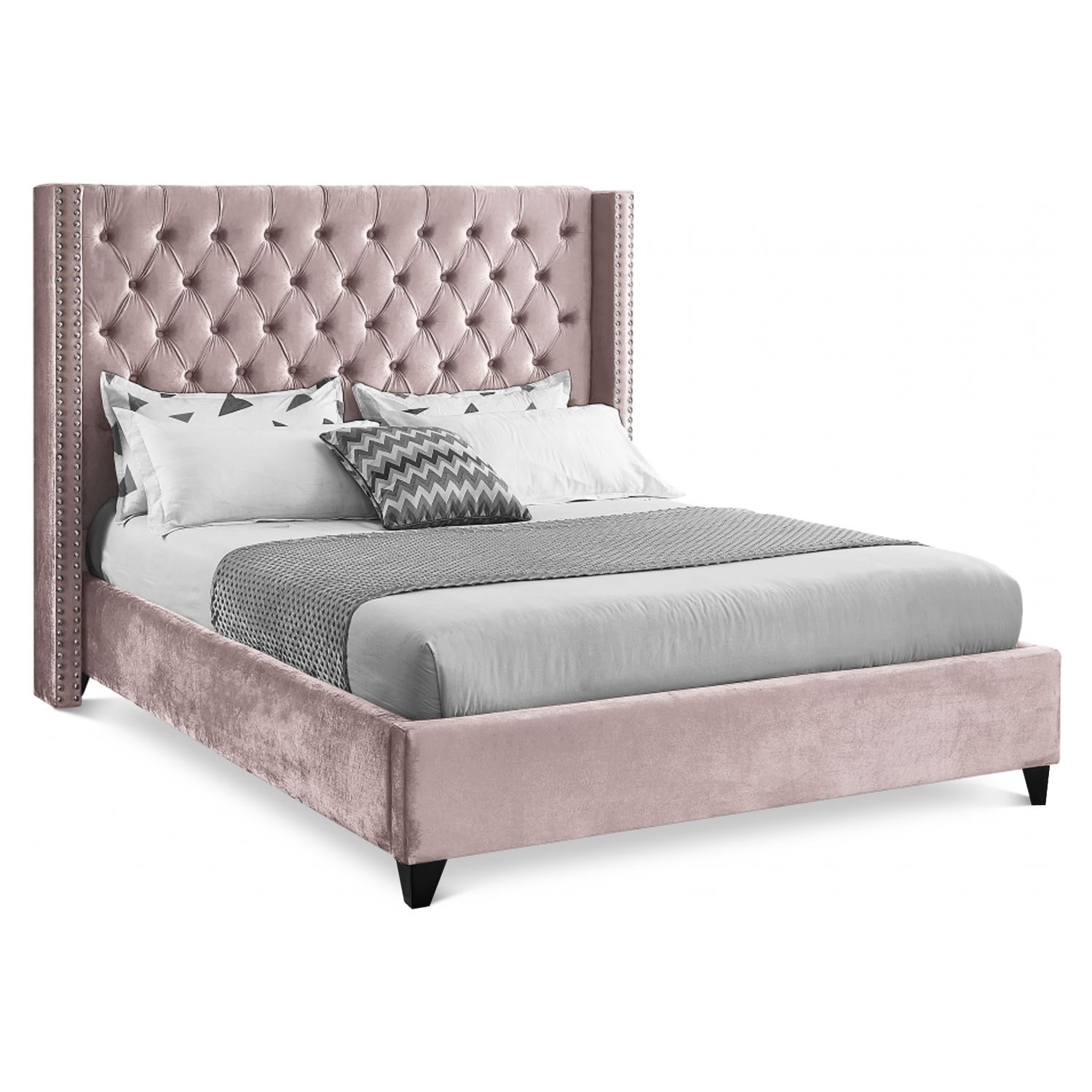 Cama Tapizada Capitoné Palo Rosa 1.5 Plaza