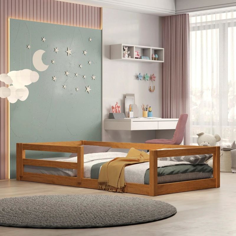 Cama Montessori de Madera Inti Plaza y Media Caoba Movenda