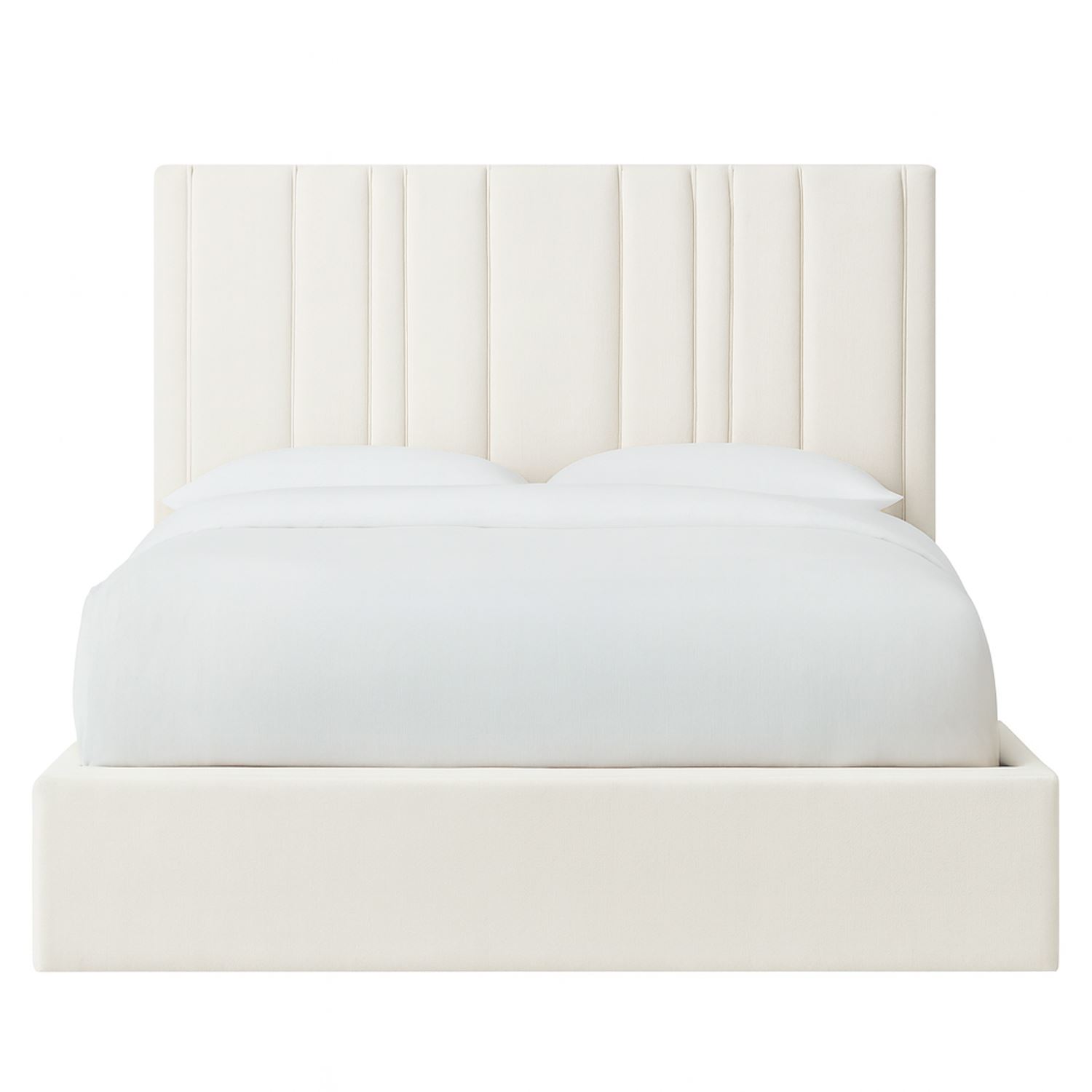 Cama Tapizada Líneas Ivory Queen