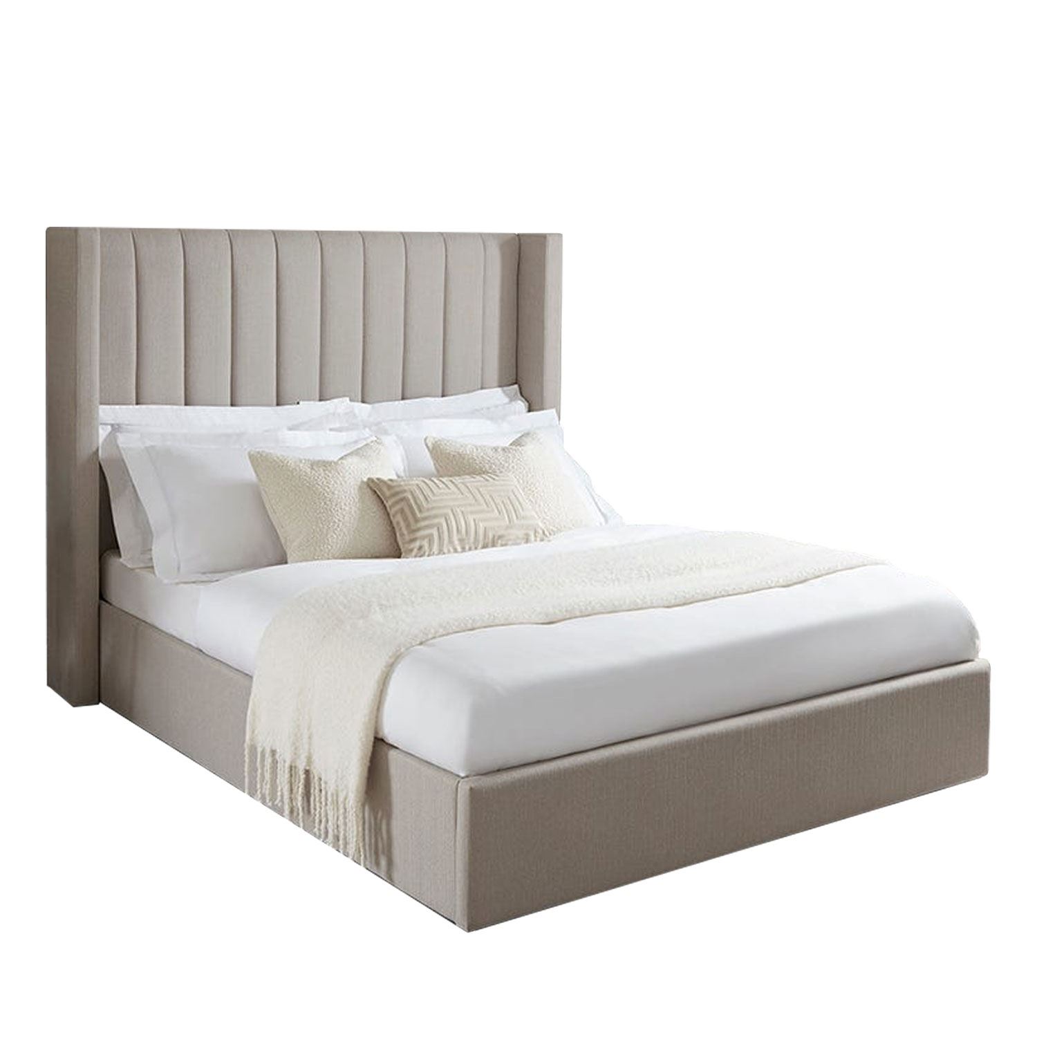 Cama Tapizada Listón Beige 2 Plazas