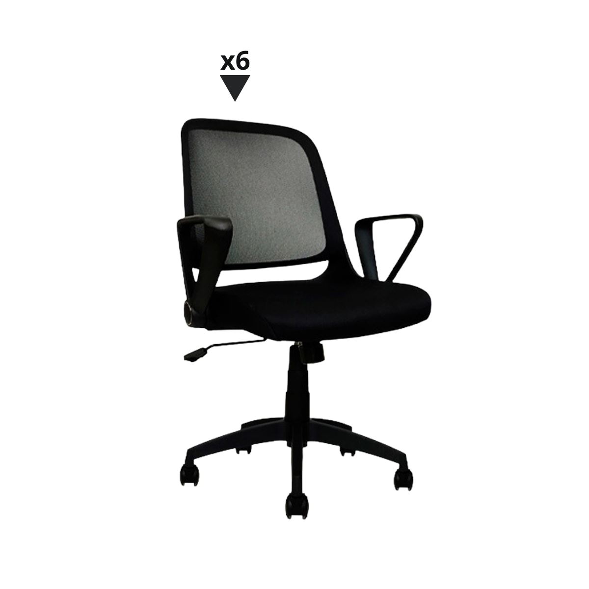 Packs De 6 Silla De Oficina Camberra Negro Giratoria