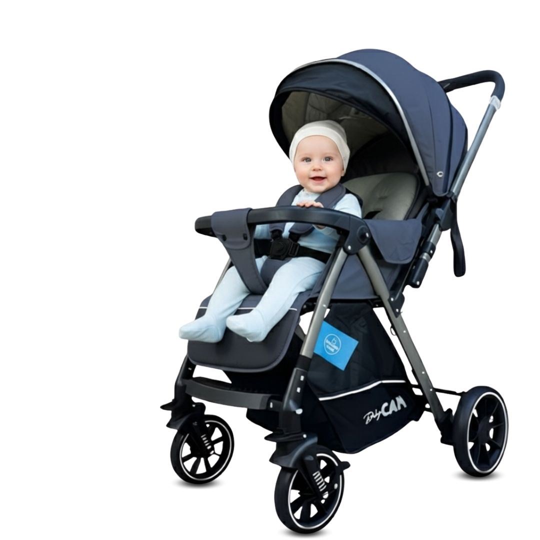 Coche Cuna de Lujo «CAMILA» Mango Reversible Blue