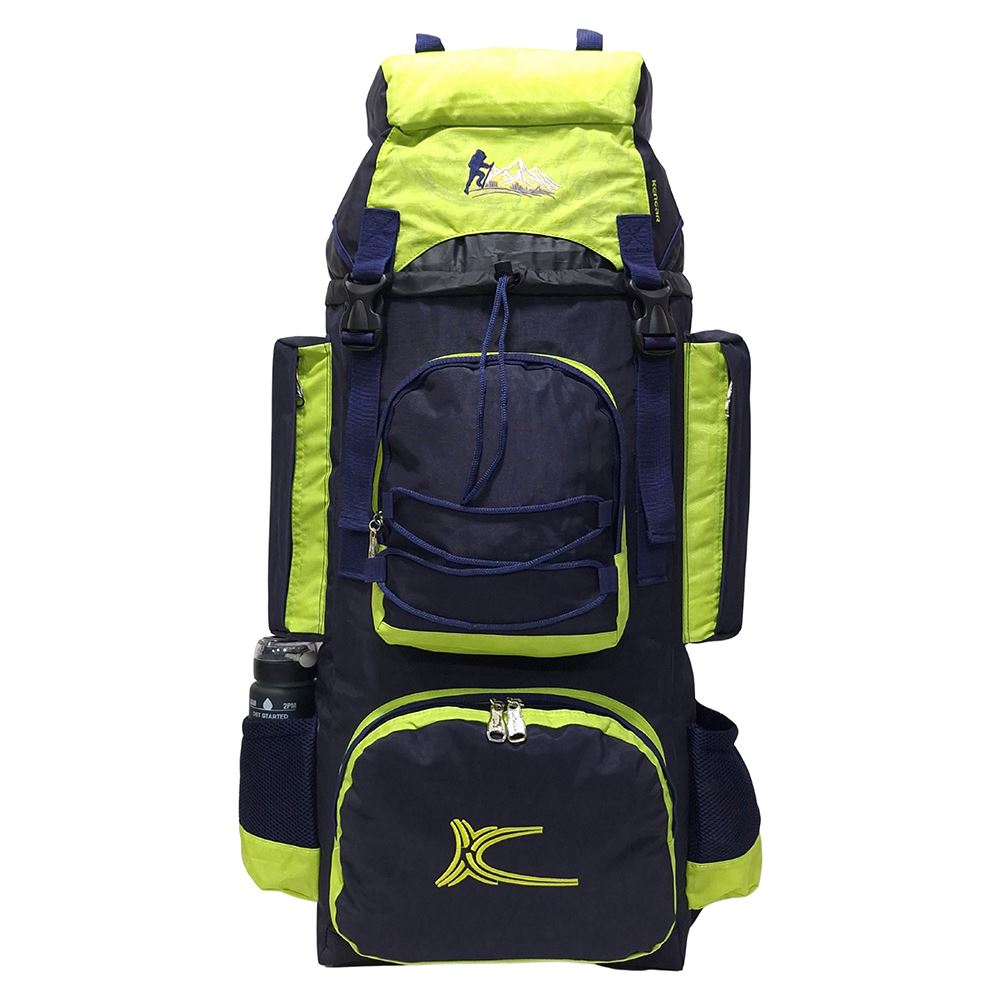 Mochila Campera Kengar Modelo N.4 Azul - Verde Limón