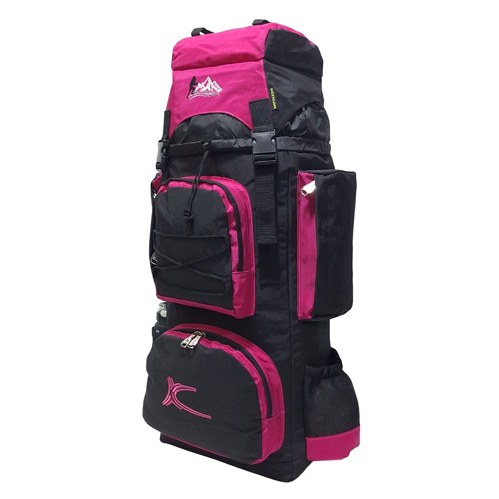 Mochila Campera Kengar Modelo N.4 Negro - Fucsia