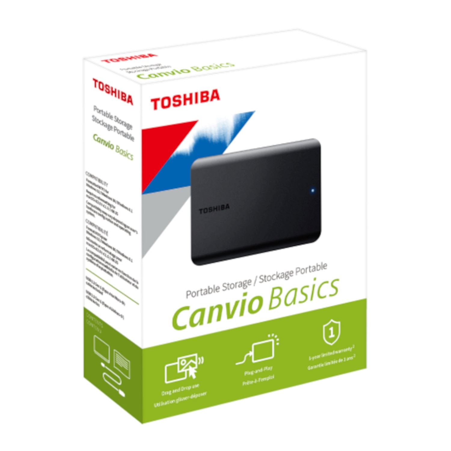 Disco Duro Externo Toshiba 2TB Canvio Basics Negro Mate