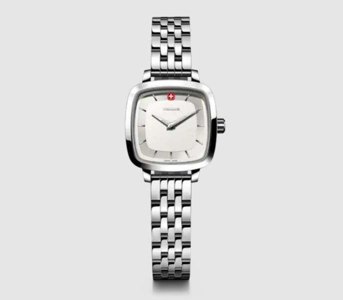 RELOJ VINTAGE CLASSIC CORREA DE ACERO INOXIDABLE COLOR PLATEADO, DIAL BLANCO, WENGER