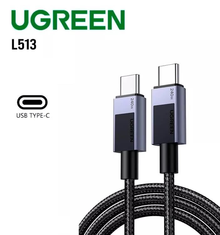 Cable UGREEN L513 1M USB-C a USB-C (45067) Carga Rápida 240W