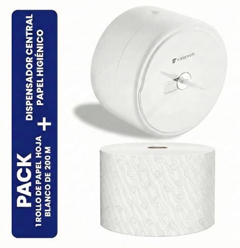 Dispensador Flujo Central + 1 Carga de papel Familia Tork Blanco