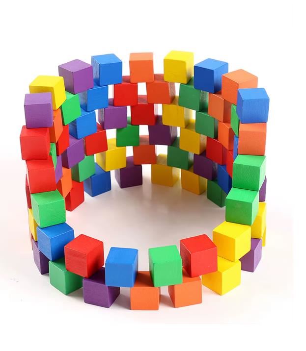 Cubo de Bloques de Madera de Colores – 100 Piezas para Construir, Aprender y Crear
