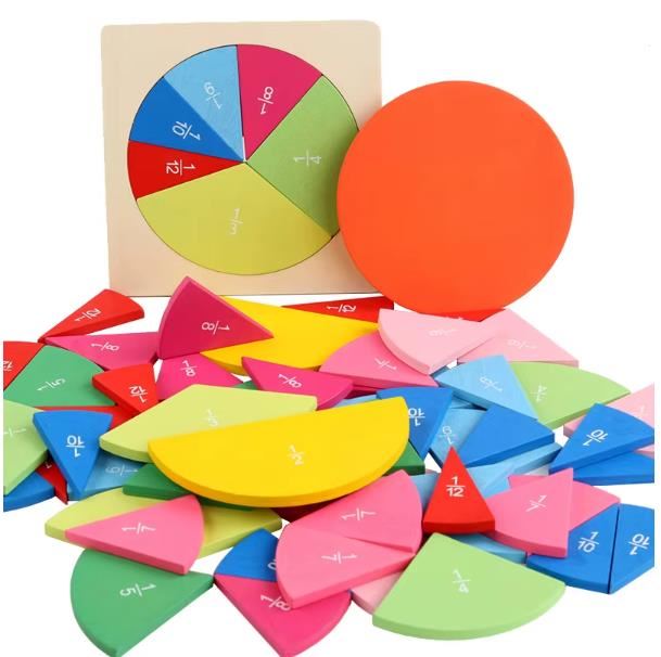 Material Educativo Fracciones circulares en madera – Aprende Matemática Jugando