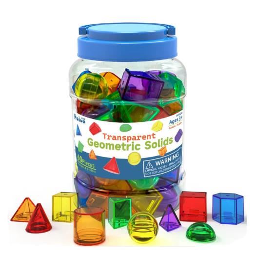 Figuras Geométricas Transparentes 3D – 60 Piezas Educativas Montessori